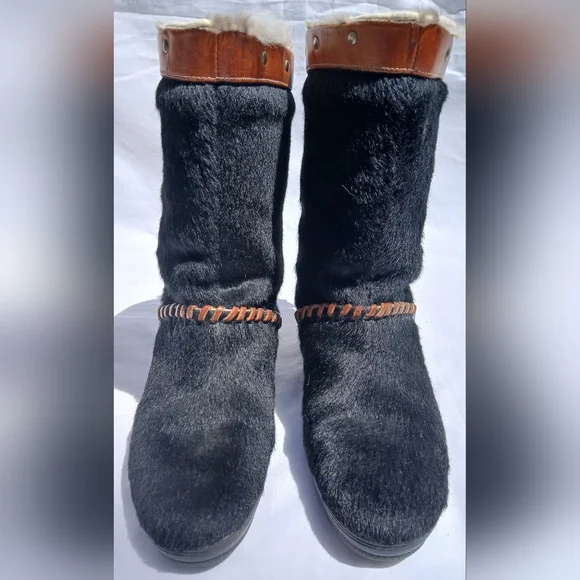 Diadora Vintage Boots Real Fur With Leather Trim - Picture 3 of 6